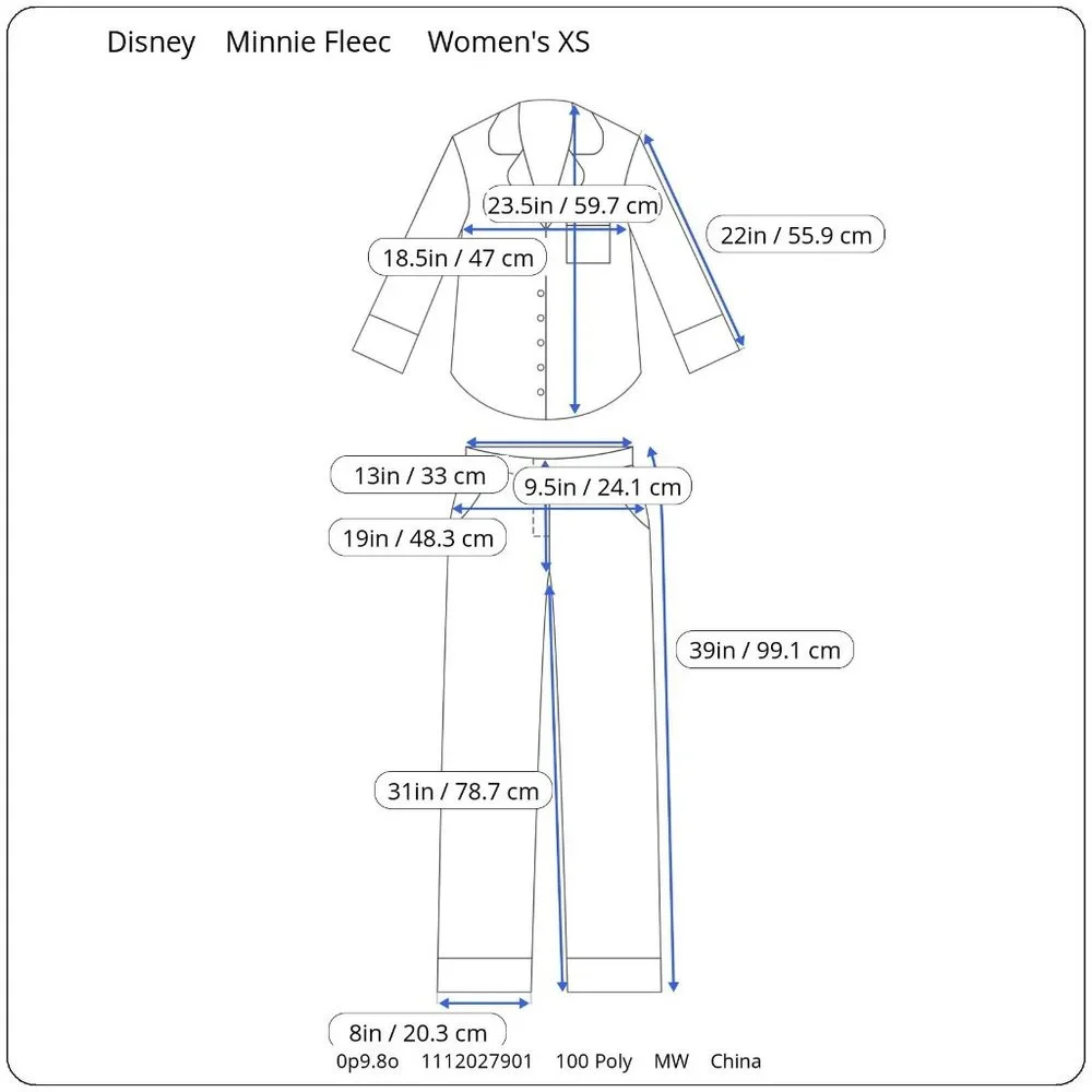 NWT Walt Disney Minnie Mouse Christmas Holiday 2 PC Pajama PJ Set Women's XS - Picture 7 of 7